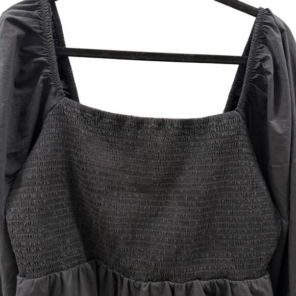 Express Square Neck Long Sleeve Smocked Poplin Romper women’s size XL - Picture 4 of 8